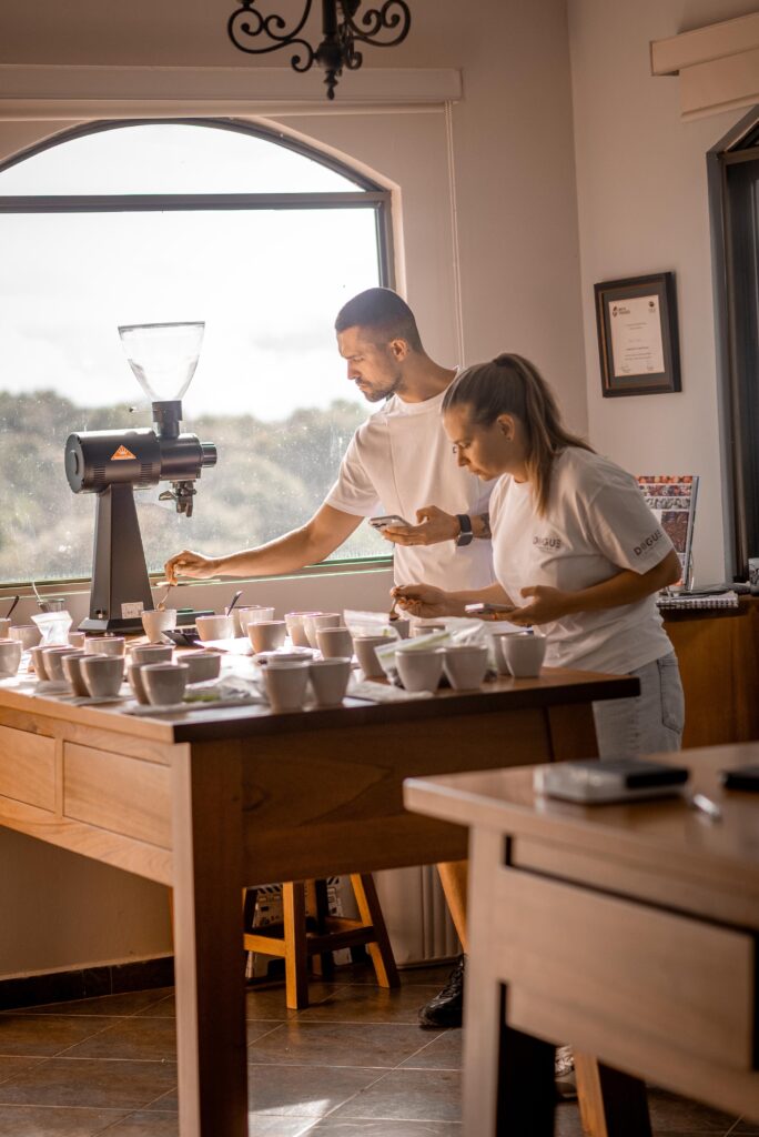 DOGUE co-founders in Panama cupping coffees DOGUE Co-founders photo